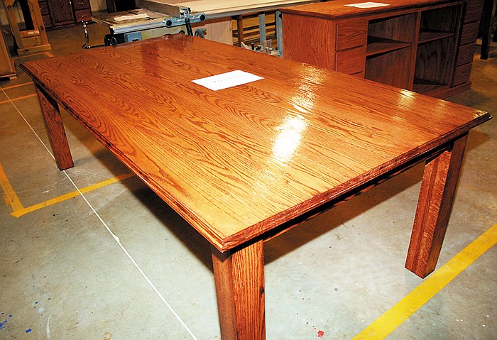 California High School student Kevin Trejo's dining table was on display at the CHS Woodworking Open House May 16 at the CHS Industrial Arts/Agriculture Building.