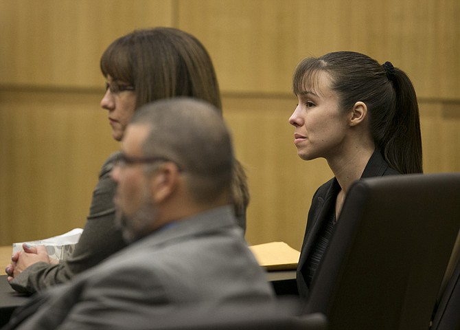 Jodi Arias listens Thursday as the verdict for sentencing is read for her first degree murder conviction at Maricopa County Superior Court in Phoenix, Ariz. The jury in Jodi Arias' murder trial was dismissed after failing to reach a verdict against the woman they convicted of murdering her one-time boyfriend in a case that captured headlines worldwide with its sex, lies, and violence.