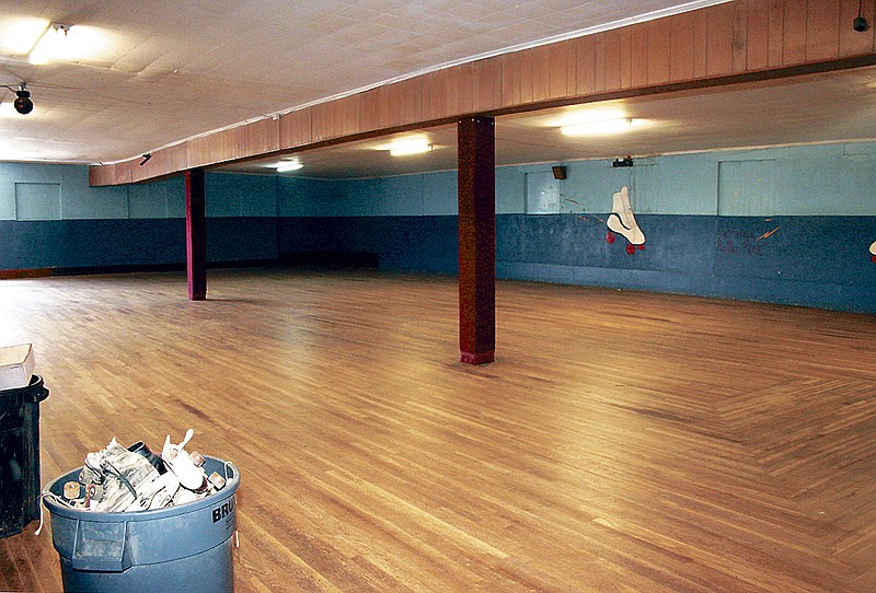 Democrat photo / April Arnett
All that remained at the California Roller Rink Wednesday, May 29, was a small portion of the roller skates that had yet to be boxed up as Jerry and Deanna Hoback prepared the facility for closing. 