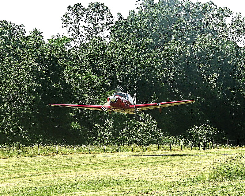 Ron Hansen takes off from the California Phillips Field in a vintage 1950 Bellanca Cruisemaster on Saturday, June 8. 