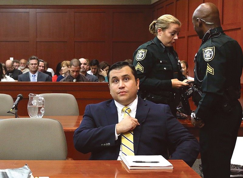 George Zimmerman waits for the jury to come into the courtroom during the 15th day of his trial in Sanford, Fla.