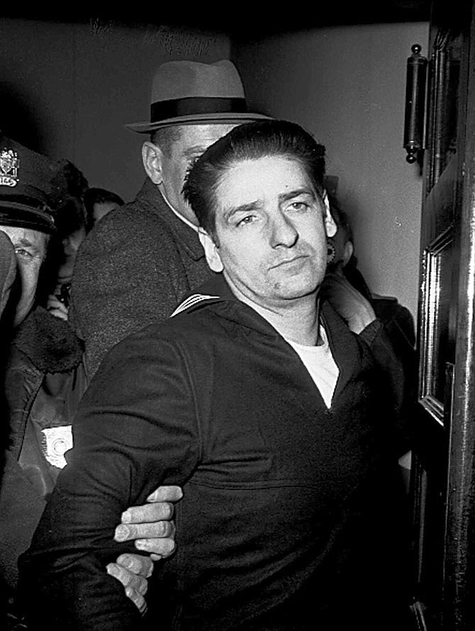This Feb. 25, 1967, file photo shows self-confessed Boston Strangler Albert DeSalvo minutes after his capture in Boston. DeSalvo confessed to the string of 1960s killings but was never convicted. He died in prison in the 1970s. Massachusetts officials said Thursday that DNA technology led to a breakthrough, putting them in a position to formally charge the Boston Strangler with the murder of Mary Sullivan, last of the slayings attributed to the Boston Strangler.