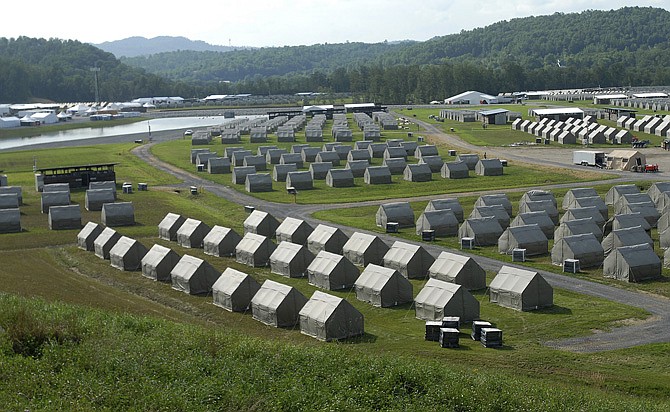 Tents that will house staff members are shown at the Summit Bechtel Family National Scout Reserve in Glen Jean, W.Va. Some 40,000 Scouts, leaders and others will descend on southern West Virginia for the first ever National Scout Jamboree at the site next week.