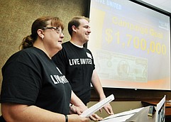 Lori Massman and Andy Fechtel announced this year's campaign goal of $1.7 million and offered several ideas how businesses could raise money toward that end. They spoke at Thursday's annual United Way Pacesetters breakfast at the NH Scheppers Community Room. 