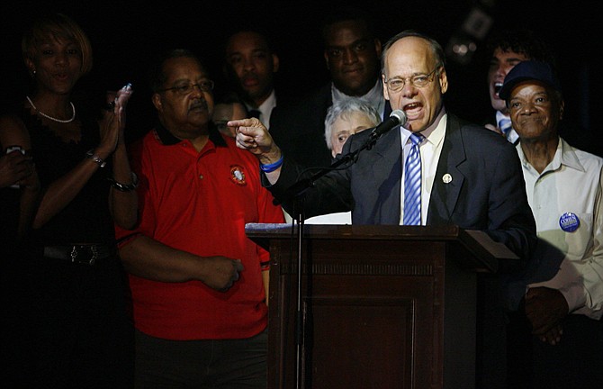 In this Aug. 5, 2010 file photo, Congressman Steve Cohen accepts his victory in Memphis, Tenn. Cohen says he's "stunned and dismayed" to learn that DNA tests revealed he is not the father of a woman he thought was his daughter.