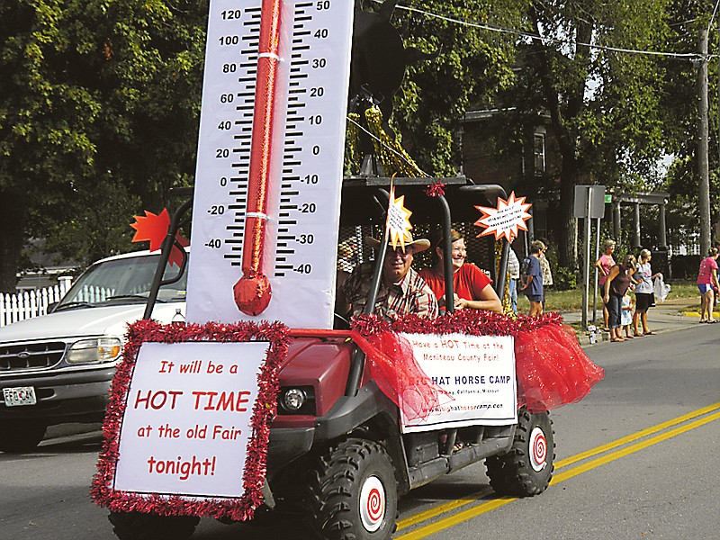 The Big Hat Horse Camp Float whose theme was "It will be a hot time at the old fair tonight" was the first place winner in the 2012 Moniteau County Parade Float Contest.  The 2013 Parade will be held Saturday night.