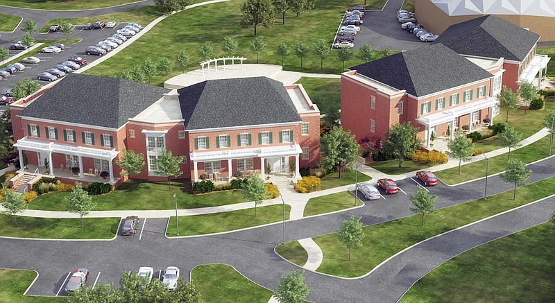 An architectural rendering shows what Sorority Circle at William Woods University is envisioned to be.
