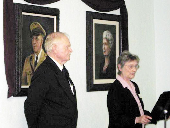 Richard and Carole Schroeder portray Col. John and Elia Wood Paegelow at the Moniteau County Library at Wood Place's 140th Birthday celebration of Elia Saturday afternoon.