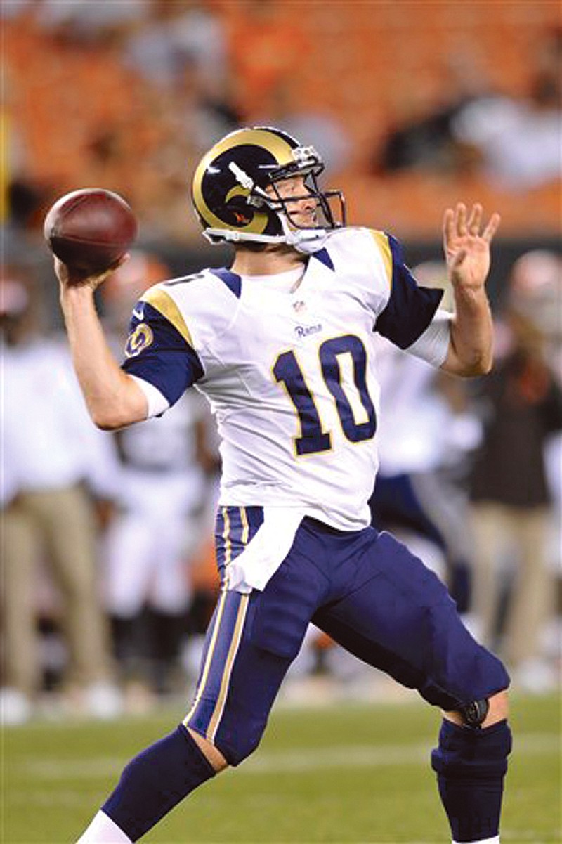 Rams quarterback Kellen Clemens throws during Friday's preseason game against the Browns in Cleveland.