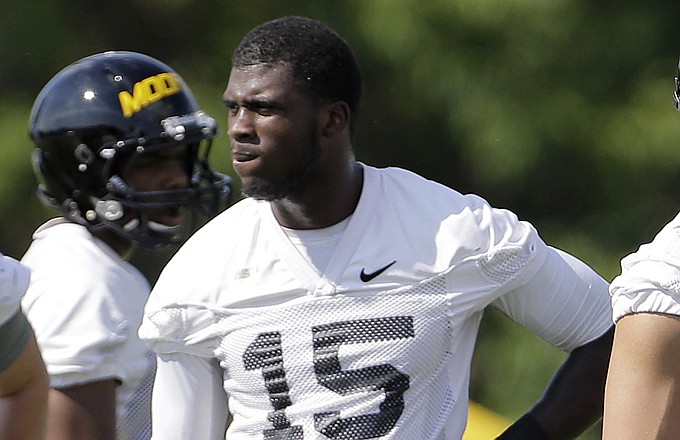 Missouri receiver Dorial Green-Beckham watches practice earlier this month in Columbia.