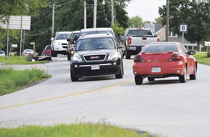 This August 2013 photo shows plentiful traffic at the intersection of routes B, M and W in Wardsville.