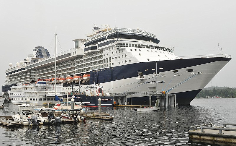 The Celebrity cruise ship Millennium is tied up Wednesday, in Ketchikan, Alaska. After experiencing mechanical issues last weekend, the ship had to cancel six Alaska sailings. 