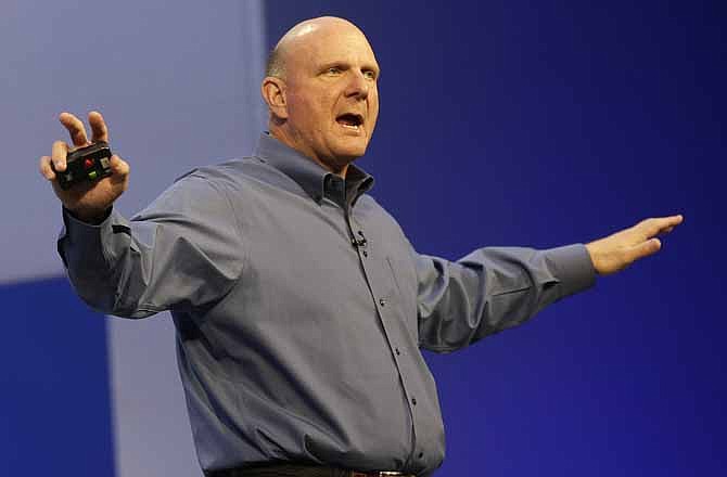 Microsoft CEO Steve Ballmer speaks at a Microsoft event in San Francisco, Wednesday, June 26, 2013. Ballmer, who helped build Microsoft into a technology empire and then struggled to prevent it from crumbling under his own leadership, will retire within the next 12 months. 