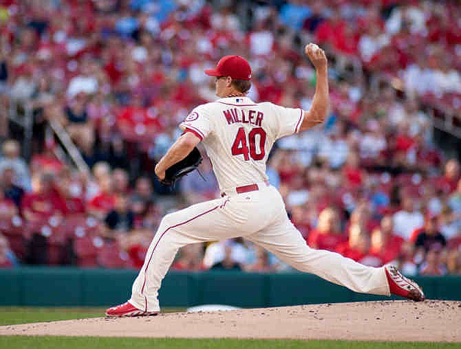 St. Louis Cardinals pitcher Shelby Miller delivers during the first inning of a baseball game against the Atlanta Braves, Saturday, Aug. 24, 2013, in St. Louis.