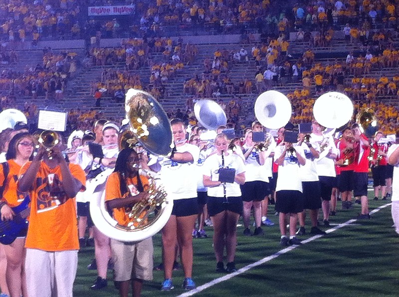 The Russellville Marching Indians performed on Faurot Field at Mizzou Band Day. Submitted photo