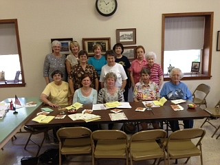 General Federated Women's Club members present were first row, left to right,
 Ramona Hader, Carole Barbour, Sharon Silvey, Kris Bieri, Sue Rouse, back  row,
Jean Endsley, Judy Scott, Joyce Rohrbach, Patty Wells, LaVerne Cook, Carolyn Miller, Doreen Geier and Jean Allee