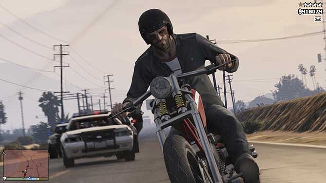This publicity photo released by Rockstar Games shows a screen shot from the video game, "Grand Theft Auto V." 