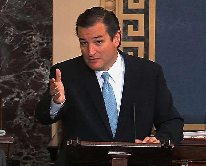 Sen. Ted Cruz, R-Texas, says he will speak until he's no longer able to stand in opposition to President Barack Obama's health care law. Cruz began a lengthy speech urging his colleagues to oppose moving ahead on a bill he supports. The measure would prevent a government shutdown and defund Obamacare.