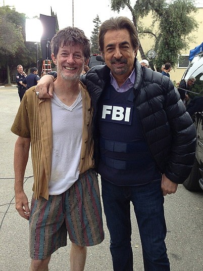 John Michael Herndon is seen on the set of Criminal Minds with star Joe Mantegna who directed the episode airing Wednesday on CBS.