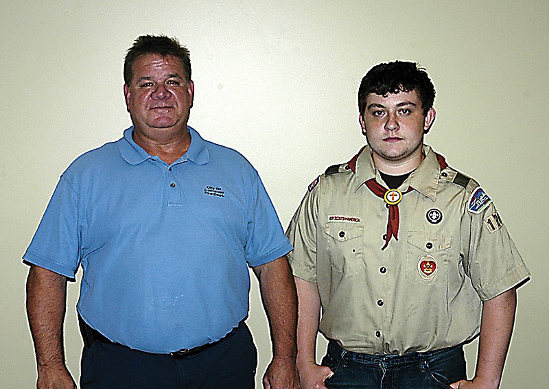 An Eagle Scout Project presented by Jacob Heppard, right,  was approved by the California City Council Monday, Oct. 7. California Fire Chief Allen Smith, left, spoke to the council before the vote of approval, about the benefits of the project, which is landscaping improvements at the California Fire House. 