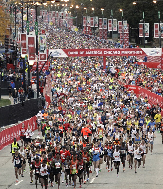 Runners start the Chicago Marathon in 2012. Police have not stated the security measures they are taking for the 2013 Chicago Marathon on Sunday. The marathon is the first World Marathon Major in the United States since the Boston Marathon bombings last April and will be the most closely watched.