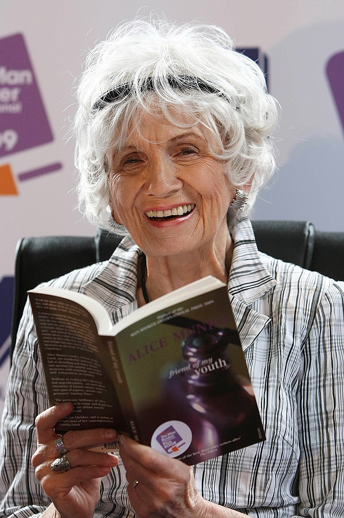 Canadian Author Alice Munro appears at a press conference at Trinity College, Dublin, Ireland. Munro has won the 2013 Nobel Prize in literature.
