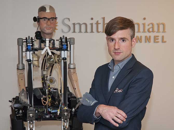 In this Wednesday, Oct. 9, 2013 photo provided by Showtime, Bertolt Meyer, a social psychologist for the University of Zurich, poses for a photo in New York. Meyer is the face of the the Bionic Man and is featured in the Smithsonian Channel original documentary, "The Incredible Bionic Man."