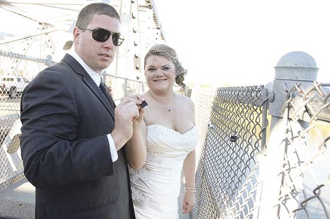 Jamie and Sean Talken placed their love lock on the bridge on their wedding day.