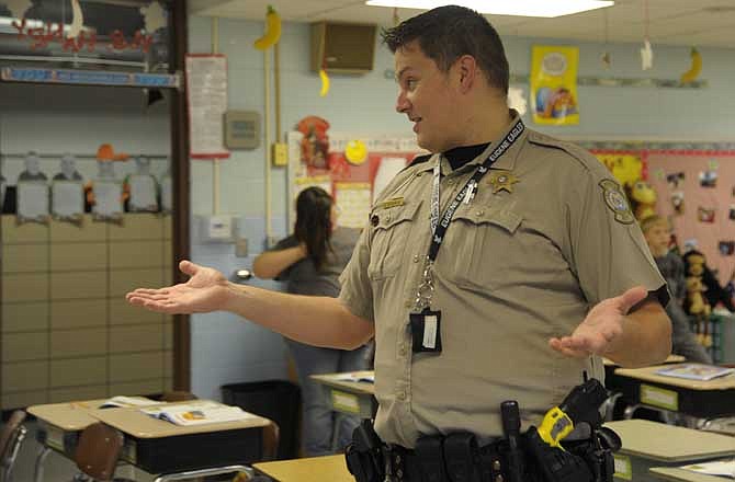 
Cole County R-5 School Resource Officer Joshua Stockman leads weekly DARE classes for sixth-graders in Eugene. 