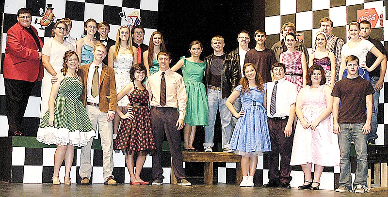The cast of the musical "Grease" to be performed Saturday, Nov. 9 and Sunday, Nov. 10, is the "Sounds of Joy" choral group.    