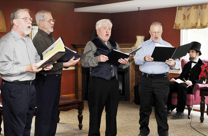 Members of the Monticello Singers performed selections for residents at Oak Tree Villas during a celebration of Abraham Lincoln's birthday in February. The Monticello Men's Chorus and the Liberte Women's Chorus will perform Sunday.