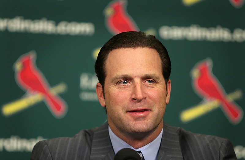 Cardinals manager Mike Matheny answers questions during a press conference Wednesday at Busch Stadium in St. Louis where it was announced he and the Cardinals agreed to extend his contract through the 2017 season.