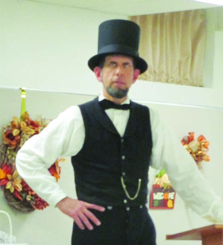 Photo submitted
Mark Rehagen as Abraham Lincoln at the annual dinner meeting of the Moniteau County Historical Society.