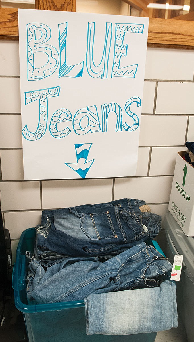 McIntire Elementary School is collecting blue jeans for tornado victims until Tuesday, Nov. 26. 