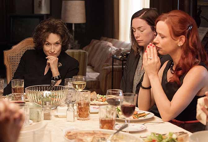 This image released by The Weinstein Company shows, from left, Meryl Streep, Julianne Nicholson and Juliette Lewis in a scene from "August: Osage County."