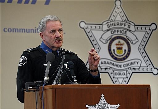 Arapahoe County Sheriff Grayson Robinson gestures Monday during a news conference at which he and other officials discussed the investigation into the Dec. 13 shooting at Arapahoe High School in Centennial, Colo.