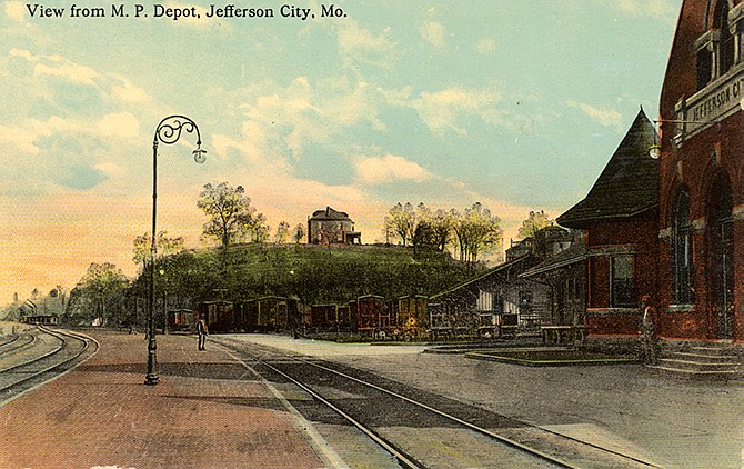 The Depot is one of Jefferson City's most recognizable buildings. A postcard view looks down the tracks from the Depot.