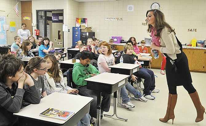 Miss Missouri Shelby Ringdahl visited students at Callaway Hills Elementary School on Friday. She shared her thoughts on how to set and reach personal goals and to inspire students to dream big because they are in charge of where their future leads.