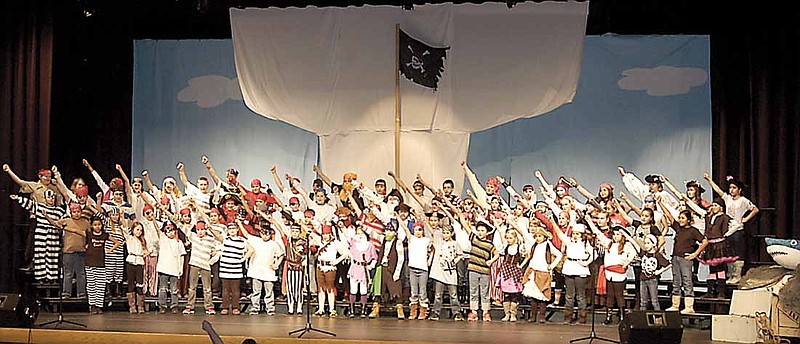 California fourth graders sing "Pirates All Are We" Thursday, Jan. 30, at the concert "Pirates!" at the CHS auditorium.