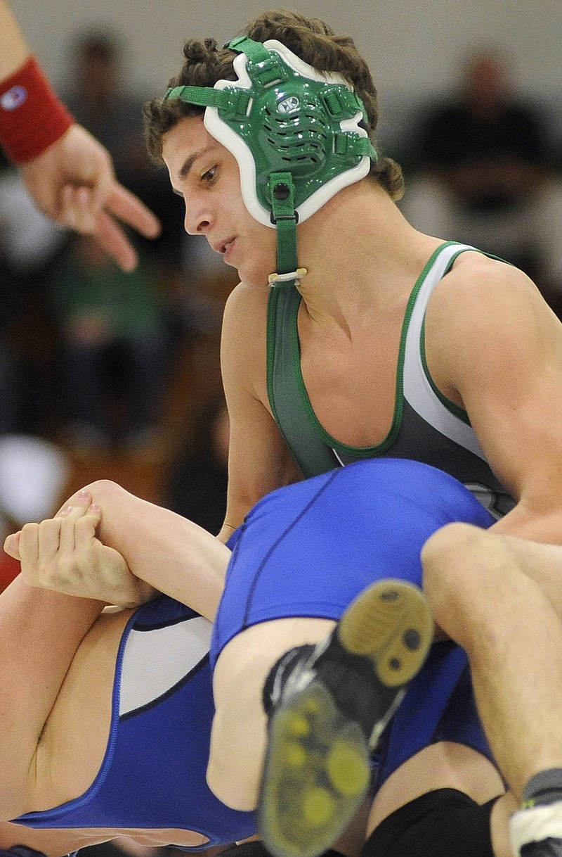 London Gaydos of Blair Oaks is a freshman qualifer for the Class 1 state wrestling tournament at 120 pounds.