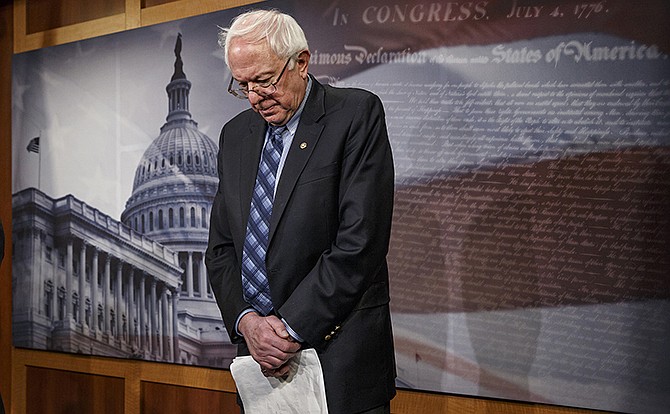 Senate Veterans Affairs Committee Chairman Sen. Bernie Sanders, I-Vt., stands in defeat after a divided Senate derailed Democratic legislation providing $21 billion for medical, education and job-training benefits for the nation's veterans.