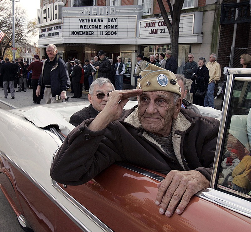 William "Wild Bill" Guarnere is shown in a 2004 Veterans Day parade in Pennsylvania.