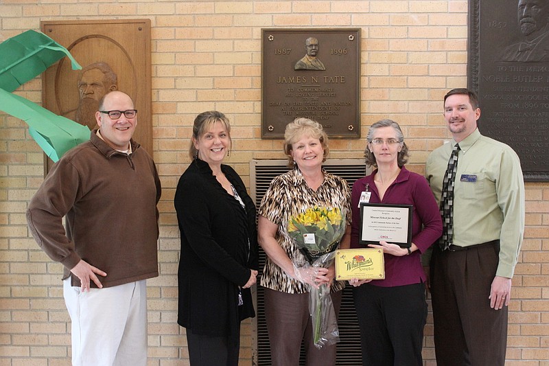 From left: CMCA Community Organizer Tad Dobyns, CMCA Volunteer Coordinator Kelley Lucero, MSD Media Services Director Becky Payne, MSD Dean of Instruction Dee Peneston, CMCA Executive Director Darin Preis.