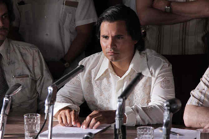 This photo released by Pantelion Films shows Michael Pena as Cesar Chavez in a scene from "Cesar Chavez." 