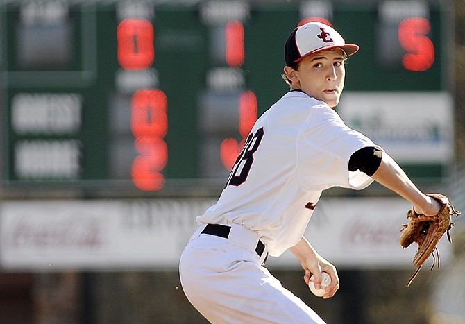 Jefferson City relief pitcher Jacob Weirich throws during the Jays' game with Waynesville on Wednesday at Vivion Field.