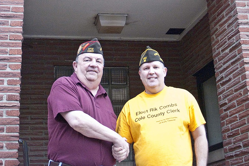 Tom Ward, left, the current commander of VFW Post 1003 on E. Capitol Ave., is pictured with Rik Combs, the final commander of Post 35 in St. Martins. The two posts merged last month.