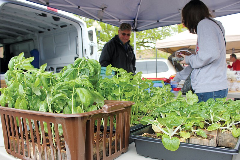 A customer buys a loaf of bread at the Fulton Farmers Market in 2013. Saturday marks the opening of the 2014 market season. Vendors will be on Fifth Street in front of the Callaway County Court House from 9 a.m. to noon.