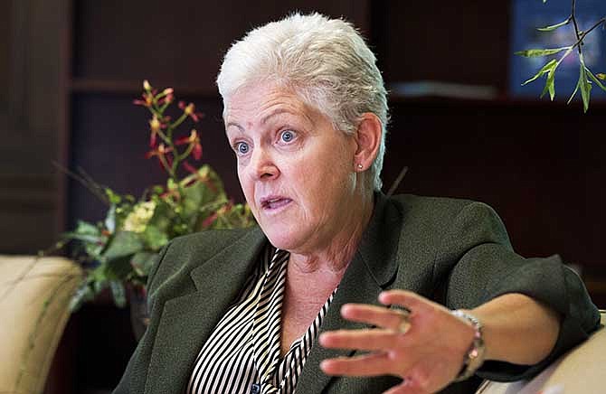 In this Aug. 2, 2013, file photo, Environmental Protection Agency Administrator Gina McCarthy speaks to the Associated Press during an interview at her office in Washington. 