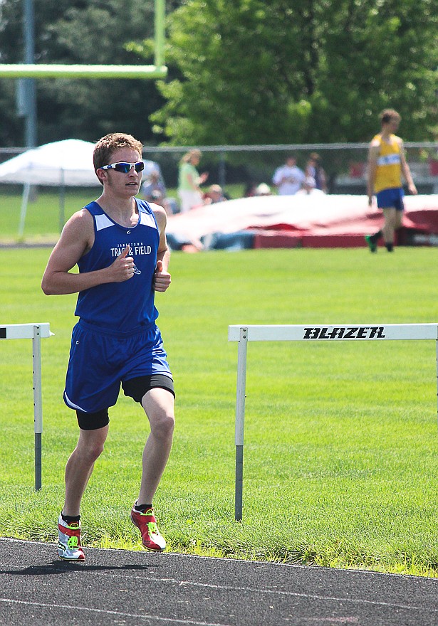 Jamestown's Dylan Ash competes in the 1600 Meter event at the Class 1 District 5 Meet Saturday at Marshall. Ash placed third to advance to Class 1 Sectionals at Central Methodist University May 17 at Fayette.