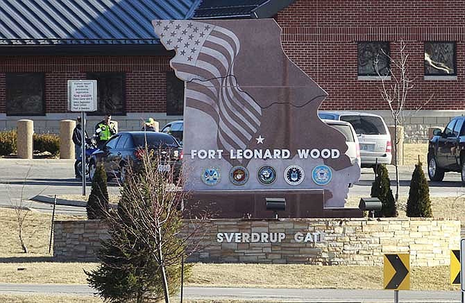 This Feb, 18, 2011 file photo shows activity at the Sverdrup Gate of Fort Leonard Wood near Rolla, Mo.